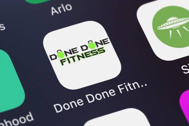 London, Büyük Britanya - 02 Ekim 2018: Close-up bir iphone bitmiş bitmiş Fitness simgesine Netpulse Inc.