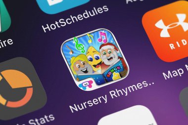 London, United Kingdom - October 02, 2018: Screenshot of the Nursery Rhymes Song Collection mobile app from TabTale LTD icon on an iPhone. clipart