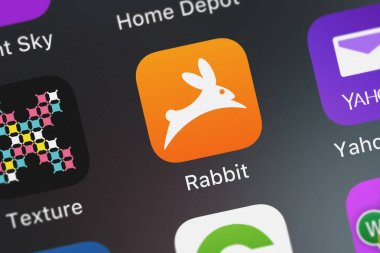 London, Büyük Britanya - 01 Ekim 2018: tavşan izle birlikte hareket eden app tavşan, Inc bir iphone ekranında. 