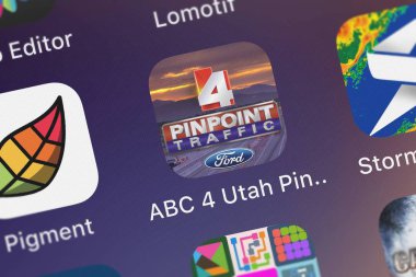 London, Büyük Britanya - 01 Ekim 2018: simge bir iPhone mobil App Abc 4 Utah belirlemekte Rating App'ten Nexstar yayın.