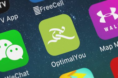 London, Büyük Britanya - 02 Ekim 2018: Screenshot-in hareket eden app Optimalyou Netpulse Inc..