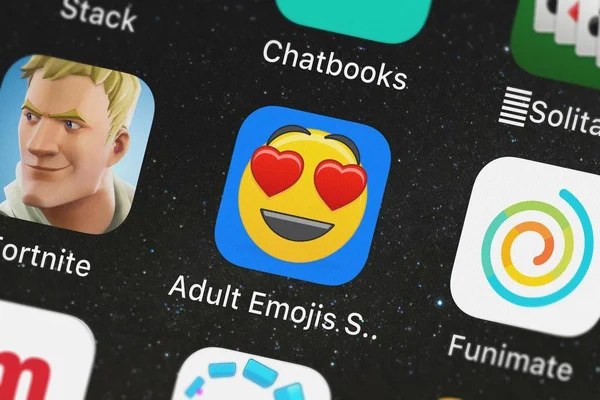 Лондон Великобритания Октября 2018 Года Скриншот Мобильного Приложения Adult Emojis — стоковое фото