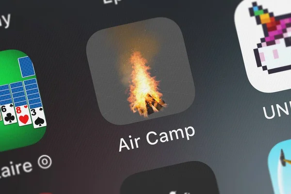 London United Kingdom October 2018 Icon Mobile App Air Camp — Stock Photo, Image