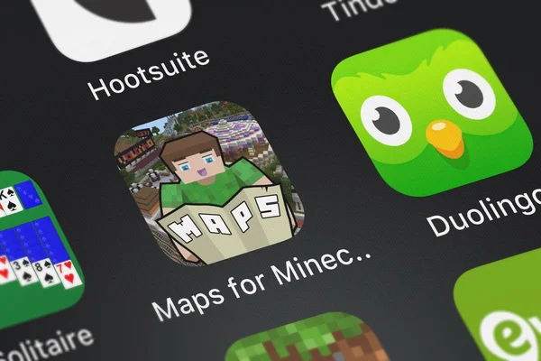 Iphone Nuapps からマイン クラフト Minecraft マップ アイコンのマップのロンドン イギリス 2018 クローズ — ストック写真