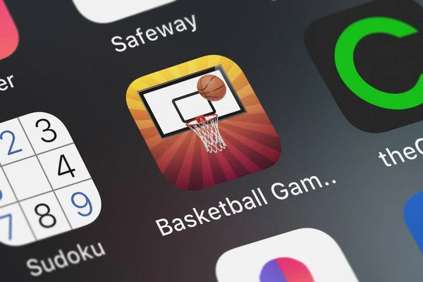 London United Kingdom October 2018 Screenshot Mobile App Basketball Game — Stock Photo, Image