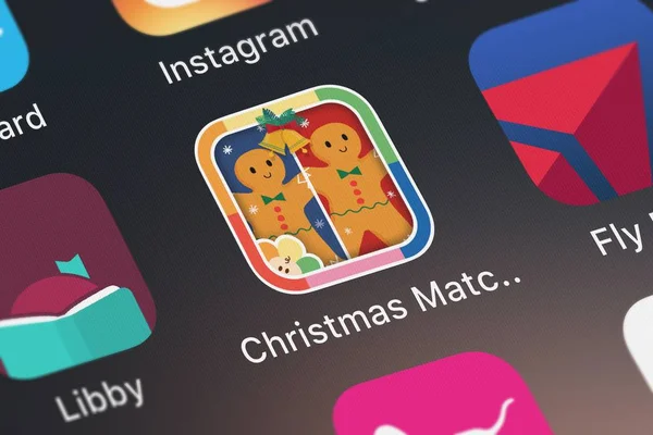 Лондон Великобритания Октября 2018 Года Скриншот Мобильного Приложения Christmas Match — стоковое фото
