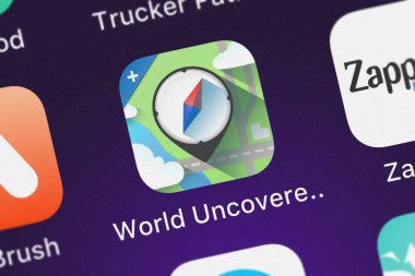 London, Büyük Britanya - 02 Ekim 2018: yakın çekim shot Anawiki Oyunlar'ın popüler App dünya ele geçen (tam).