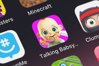 London, Büyük Britanya - 01 Ekim 2018: yakın çekim çekim bir iphone konuşan Babsy Baby uygulama simgesine Kaufcom GmbH.