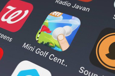 London, Büyük Britanya - 02 Ekim 2018: Mini Golf Merkezi: ücretsiz stickman golf mobil app iphone ekran min yang.