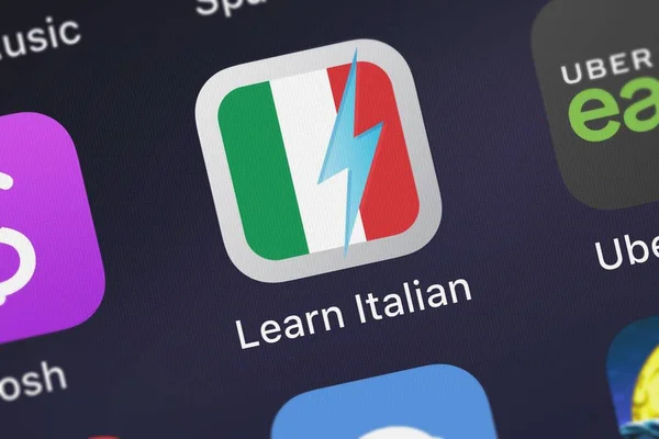 Londýn Velká Británie Října 2018 Close Shot Learn Italian Zdarma — Stock fotografie