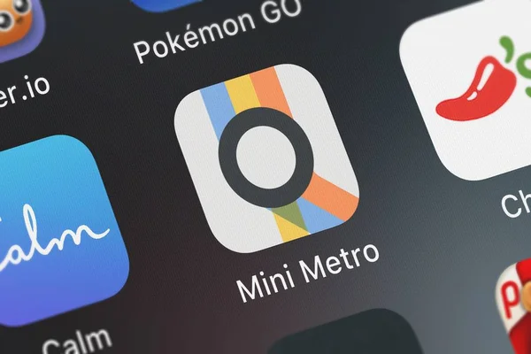 London United Kingdom October 2018 Icon Mobile App Mini Metro — Stock Photo, Image