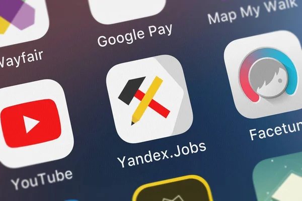 Londres Reino Unido Octubre 2018 Primer Plano Yandex Jobs Buscar — Foto de Stock