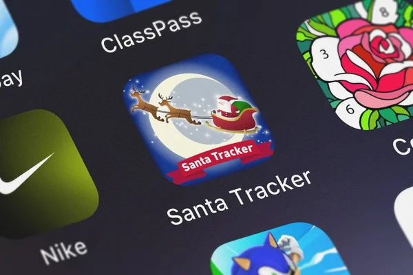 Лондон Великобритания Октября 2018 Года Скриншот Скриншота Мобильного Приложения Santa — стоковое фото