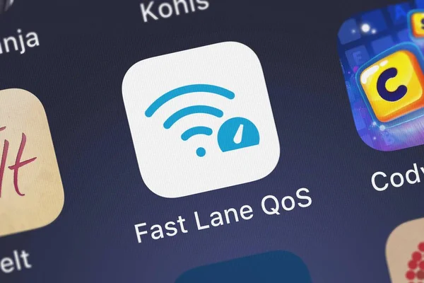 Londres Reino Unido Octubre 2018 Aplicación Móvil Fast Lane Qos — Foto de Stock