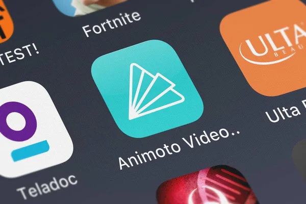 英国伦敦 2018年10月1日 Animoto Inc 移动应用程序 Animoto 视频幻灯片制作的截图 — 图库照片