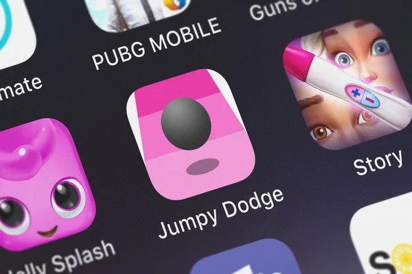 Лондон Великобританія Жовтня 2018 Ікона Мобільний Додаток Jumpy Ухилитися Від — стокове фото