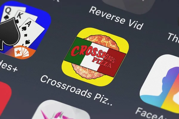 Londýn Velká Británie Října 2018 Ikona Mobilní Aplikace Crossroads Pizza — Stock fotografie