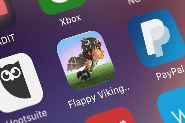 Лондон Великобритания Октября 2018 Года Скриншот Мобильного Приложения Flappy Viking — стоковое фото