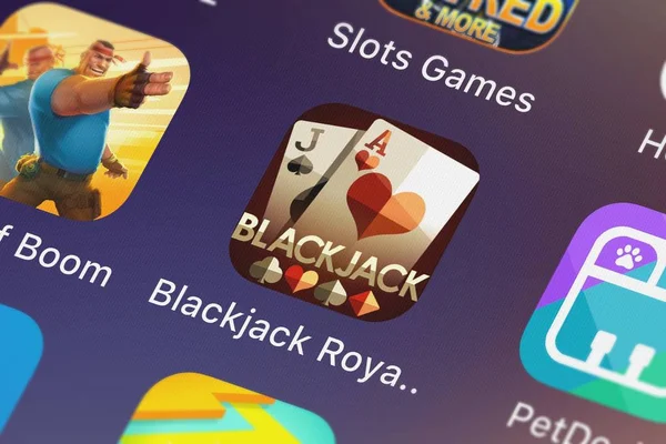 Londres Reino Unido Octubre 2018 Aplicación Móvil Blackjack Royale North — Foto de Stock