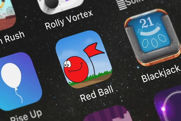 Iphone のマイケル フリードマン アイコンから赤ボール モバイルアプリのロンドン イギリス 2018 スクリーン ショット — ストック写真