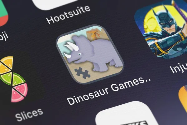 London Egyesült Királyság Október 2018 Screenshot Dinoszaurusz Játékok Gyerekeknek Rejtvények — Stock Fotó