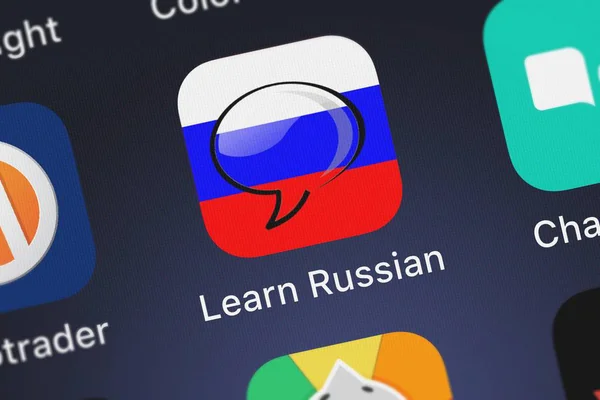 London United Kingdom October 2018 Close Shot Learn Russian Application — Stock Photo, Image
