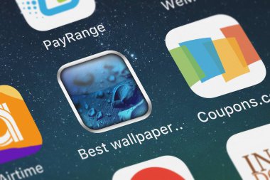 London, Büyük Britanya - 01 Ekim 2018: yakın çekim çekim en iyi duvar kağıtları arka planlar Hd uygulama simgesini Splash gen iphone üzerinde.