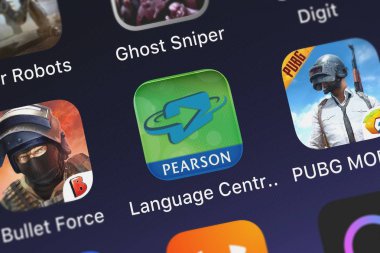 London, Büyük Britanya - 02 Ekim 2018: Screenshot-in dil merkezi myflashcard Maker 3-5 mobil app iphone üzerinde Pearson Education, Inc simgesinden sınıflarda.