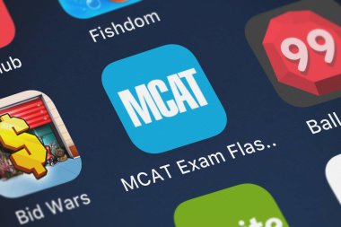 London, Büyük Britanya - 02 Ekim 2018: yakın çekim çekim Brainscape'nın popüler uygulaması Mcat sınav Flashcards dahi.