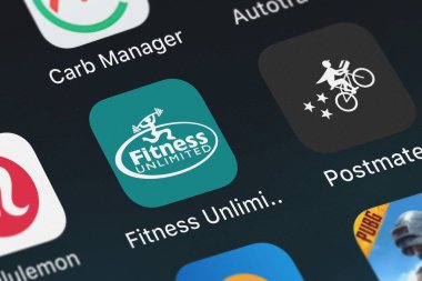 London, Büyük Britanya - 02 Ekim 2018: Screenshot-in hareket eden app Fitness sınırsız Nc Netpulse Inc..