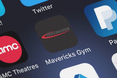 London, United Kingdom - October 02, 2018: Close-up shot of Netpulse Inc.'s popular app Mavericks Gym.. clipart