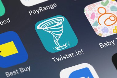 London, Büyük Britanya - 02 Ekim 2018: simge bir iPhone mobil App Twister.io Neon oynamak.