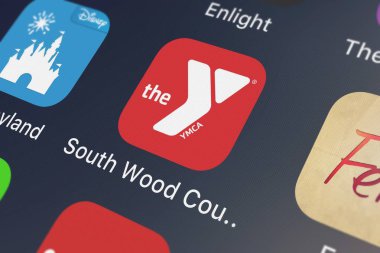 London, United Kingdom - October 02, 2018: Icon of the mobile app South Wood County YMCA from Netpulse Inc. on an iPhone. clipart