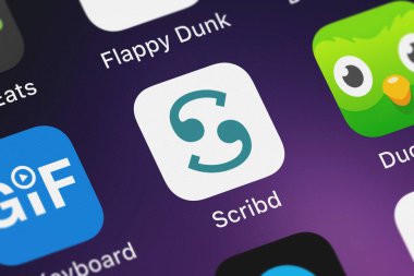 London, Büyük Britanya - 02 Ekim 2018: Screenshot-in hareket eden app Scribd - Scribd okuma abonelik.