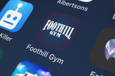London, Büyük Britanya - 02 Ekim 2018: Screenshot-in hareket eden app Foothill spor salonu. Netpulse Inc..