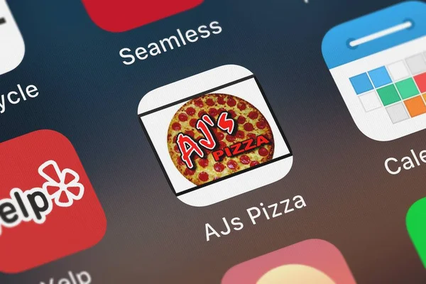 Londres Reino Unido Octubre 2018 Primer Plano Aplicación Móvil Pizza — Foto de Stock