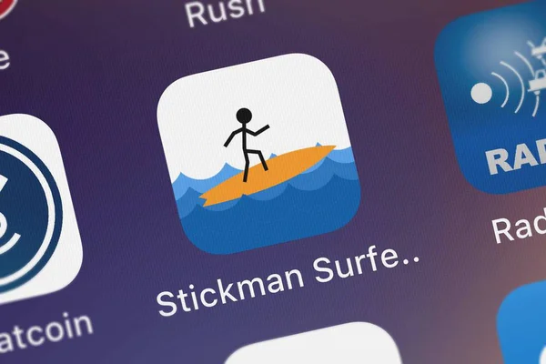 London Wielka Brytania Października 2018 Bliska Strzał Stickman Surfer Spadające — Zdjęcie stockowe