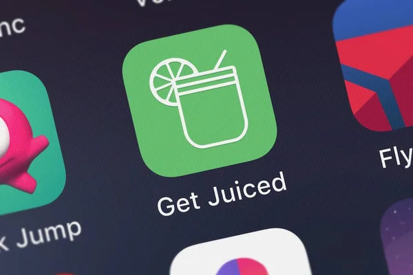 London Wielka Brytania Października 2018 Ikona Aplikacji Mobilnej Get Juiced — Zdjęcie stockowe