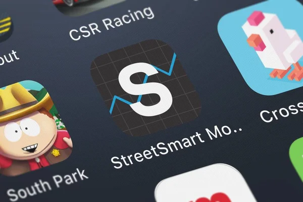 チャールズ シュワブ社人気アプリ Streetsmart モバイルのロンドン イギリス 2018 クローズ アップ ショット — ストック写真