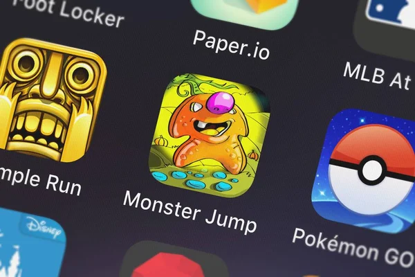 Лондон Великобритания Октября 2018 Года Икона Мобильного Приложения Monster Jump — стоковое фото