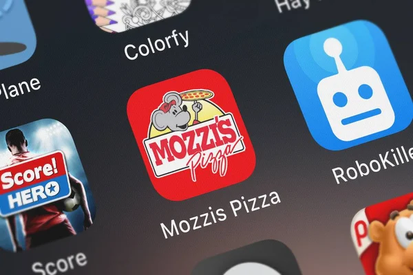 London Wielka Brytania Października 2018 Zrzut Ekranu Aplikacji Mobilnej Mozzi — Zdjęcie stockowe