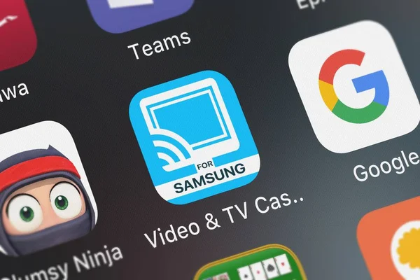 London Wielka Brytania Października 2018 Zrzut Ekranu Wideo Obsada Samsung — Zdjęcie stockowe