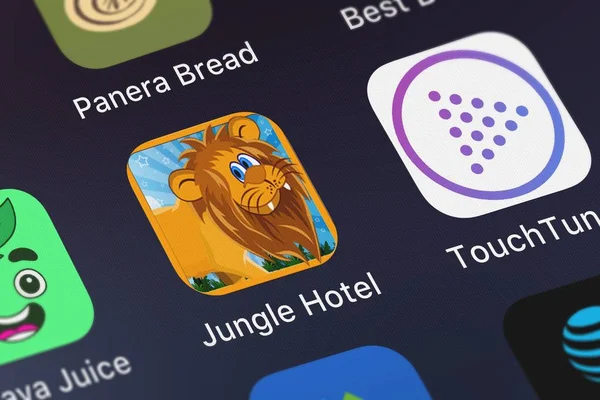 London Wielka Brytania Października 2018 Jungle Hotel Aplikacji Mobilnej Arcade — Zdjęcie stockowe