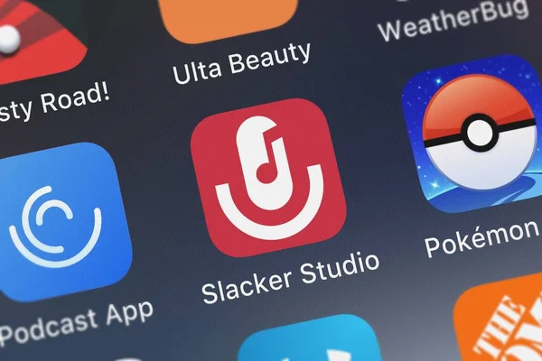 Londýn Velká Británie Října 2018 Screenshot Mobilní Aplikace Slacker Studio — Stock fotografie