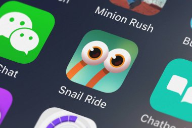London, Büyük Britanya - 01 Ekim 2018: yakın çekim shot salyangoz Ride mobil App Bloop oyunları.