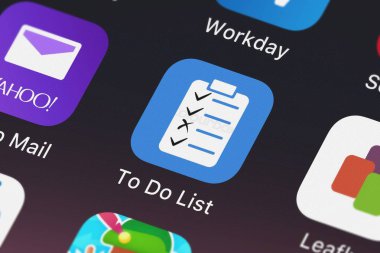 Yapılacaklar listesi - Asn Group Llc bir iPhone almak şeyler yaptı simgesinden Close-up London, Büyük Britanya - 01 Ekim 2018:.