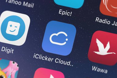 London, Büyük Britanya - 02 Ekim 2018: Screenshot iclicker bulut cep mobil App iphone üzerinde Hphlp simgesinden.