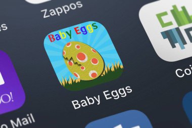 London, Büyük Britanya - 01 Ekim 2018: yakın çekim çekim Moo Moo laboratuvar Llc's popüler uygulaması bebek yumurta - CE oynamak öğrenirler.