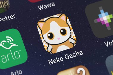London, Büyük Britanya - 01 Ekim 2018: ekran görüntüsü Lunime Inc.'in mobil app Neko Gacha - kedi toplayıcı.
