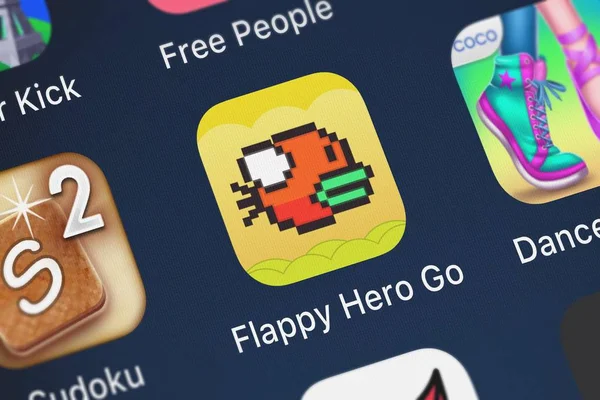 London Wielka Brytania Października 2018 Zrzut Ekranu Aplikacji Mobilnej Flappy — Zdjęcie stockowe